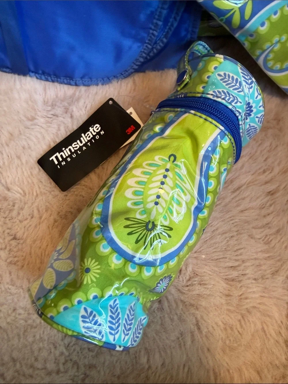 Green & Blue Paisley Kids Crossbody Bag with Matching Pouch